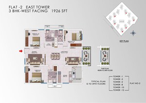 Floor Plan in 3 BHK Apartment at My Home Sayuk, Tellapur – for Sale