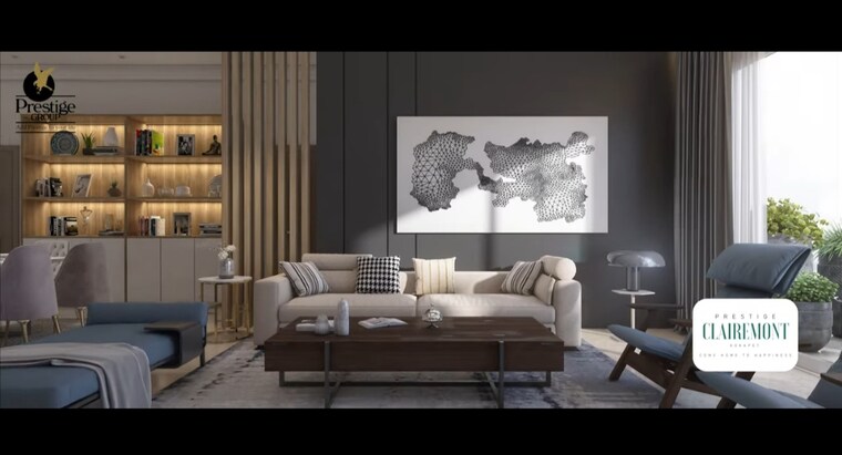 Living Room, prestige-clairemont 3 Bedroom 1989 Sq.Ft. Apartment In Kokapet Hyderabad 9609821