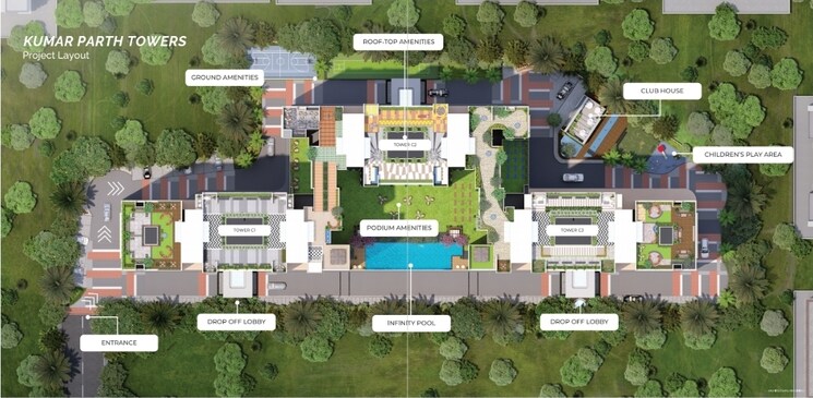 Exterior View, kumar-parth-towers 3 Bedroom 1177 Sq.Ft. Apartment In Baner Pune 9609904