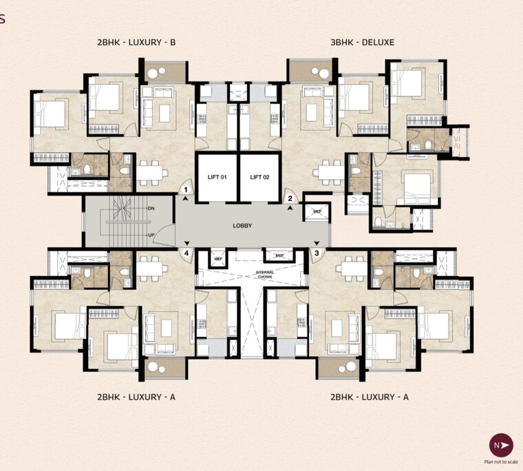 Floor Plan, mahindra-marina-64 3 Bedroom 970 Sq.Ft. Apartment In Malad West Mumbai 9609938
