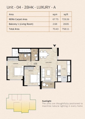 Floor Plan in 3 BHK Apartment at Mahindra Marina 64, Malad West – for Sale