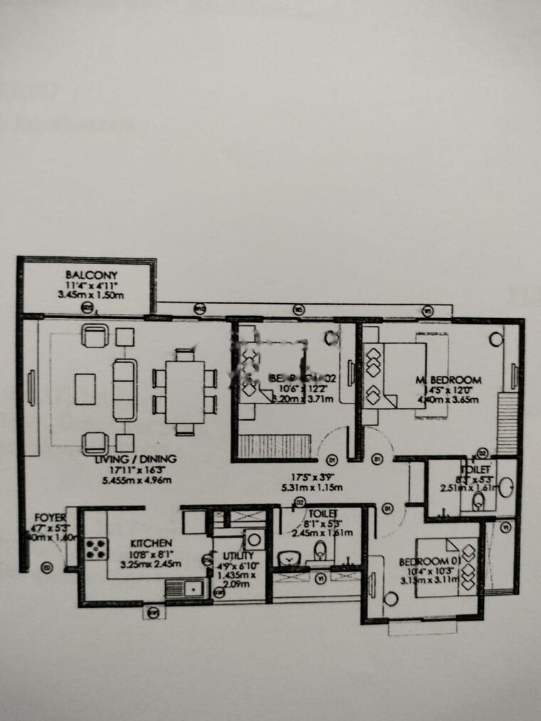 Floor Plan, godrej-aqua 3 Bedroom 936 Sq.Ft. Apartment In International Airport Road Bangalore 9610879