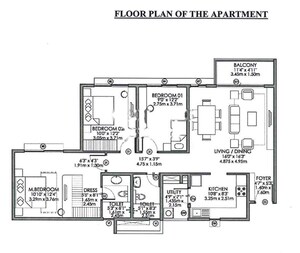 Floor Plan in 3 BHK Apartment at Godrej Aqua, International Airport Road – for Sale