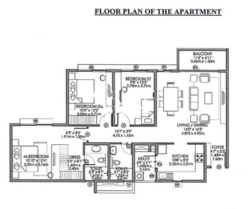Floor Plan in 3 BHK Apartment at Godrej Aqua, International Airport Road – for Sale