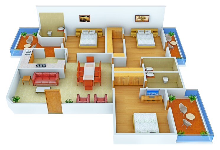 Floor Plan, skynet-towers 3 Bedroom 1750 Sq.Ft. Apartment In Patiala Road Zirakpur 9610996
