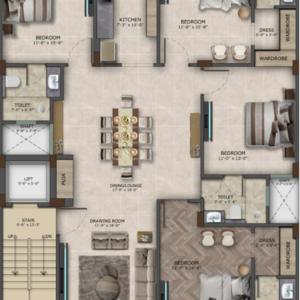 Floor Plan in 4 BHK Builder Floor at Sector 67 – for Sale