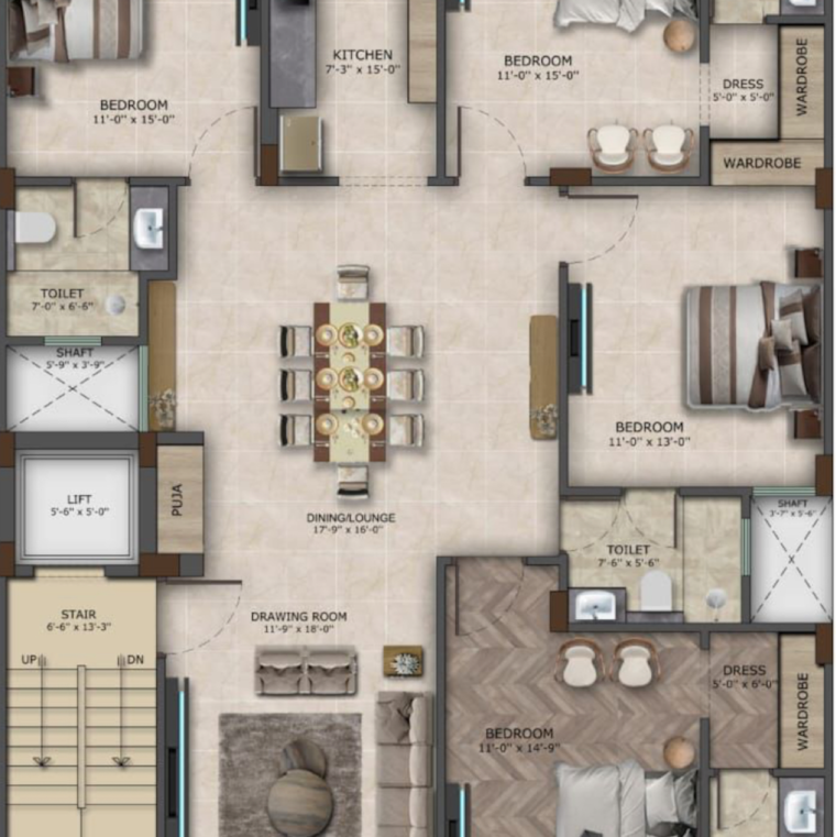 Floor Plan, sector 67 4 Bedroom 2700 Sq.Ft. Builder Floor In Sector 67 Gurgaon 9611628