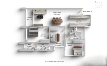 Floor Plan in 3 BHK Apartment at Kanakia Silicon Valley, Powai – for Sale