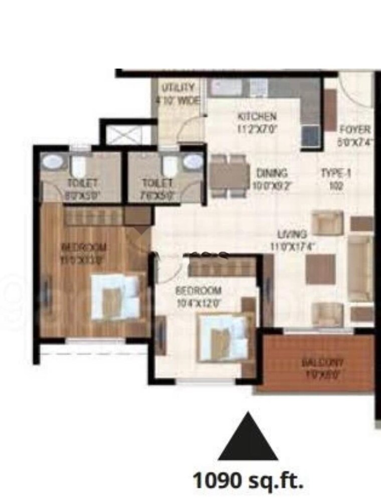 Floor Plan, patel-smondo-2 3 Bedroom 1132 Sq.Ft. Apartment In Electronic City Bangalore 9613311