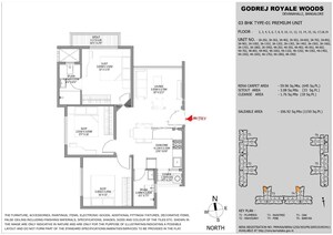 Floor Plan in 3 BHK Apartment at Godrej Royale Woods, Devanahalli – for Sale