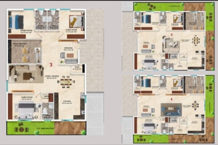 Floor Plan, kollur 4 Bedroom 390 Sq.Yd. Apartment In Kollur Hyderabad 9617569