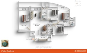 Floor Plan in 4 BHK Apartment at Lodha Fiorenza, Goregaon East – for Sale