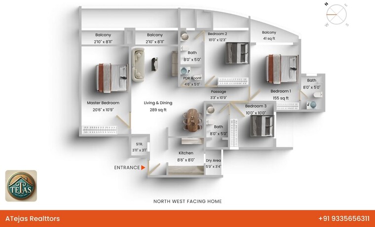 Floor Plan, lodha-fiorenza 4 Bedroom 1341 Sq.Ft. Apartment In Goregaon East Mumbai 9616925