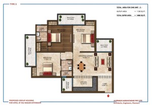Floor Plan in 2 BHK Apartment at Morta – for Sale