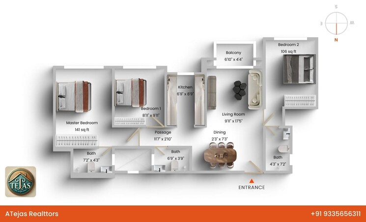 Floor Plan, hiranandani-highland 3 Bedroom 780 Sq.Ft. Apartment In Powai Mumbai 9617036