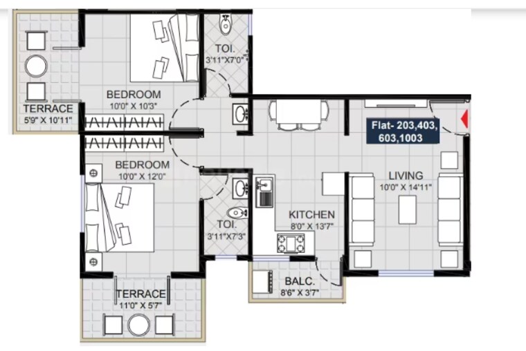Floor Plan, shantai-divine-bliss 2 Bedroom 793 Sq.Ft. Apartment In Punawale Pune 9618476