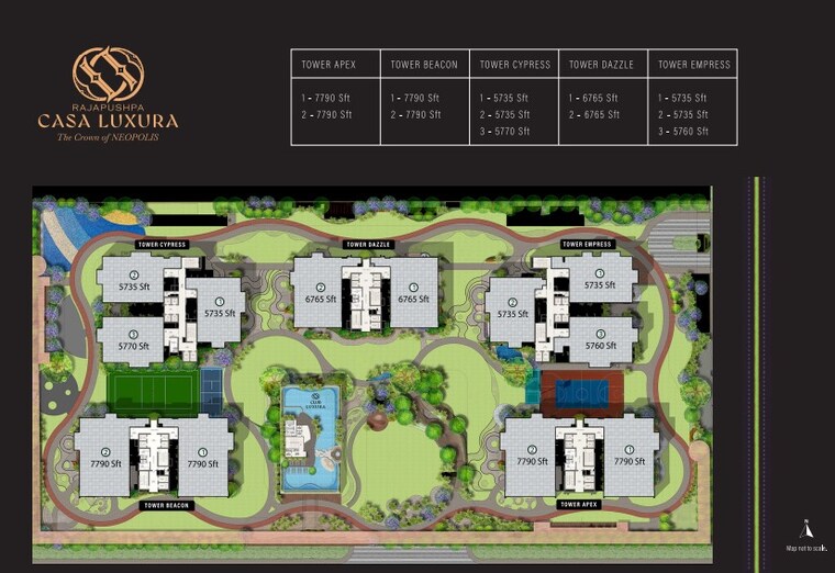 Master Plan, rajapushpa-casa-luxura 4 Bedroom 5735 Sq.Ft. Apartment In Narsingi Hyderabad 9620283