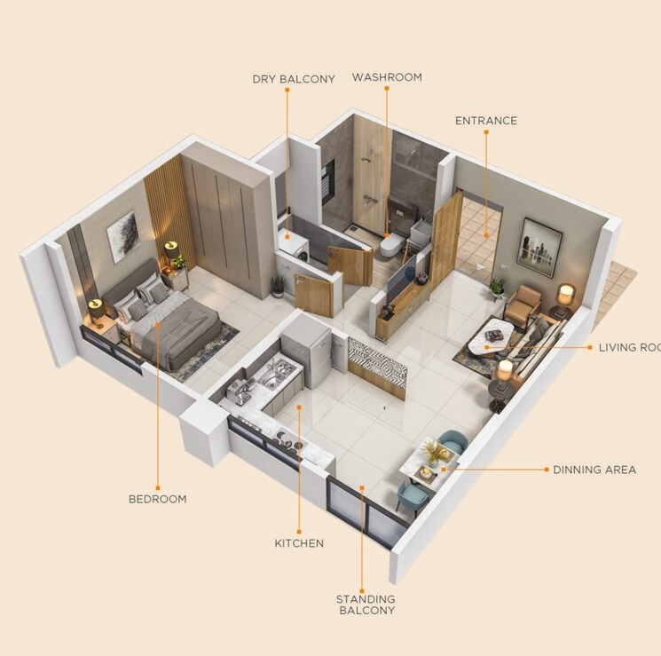 Floor Plan, ambegaon budruk 1 Bedroom 381 Sq.Ft. Apartment In Ambegaon Budruk Pune 9620356
