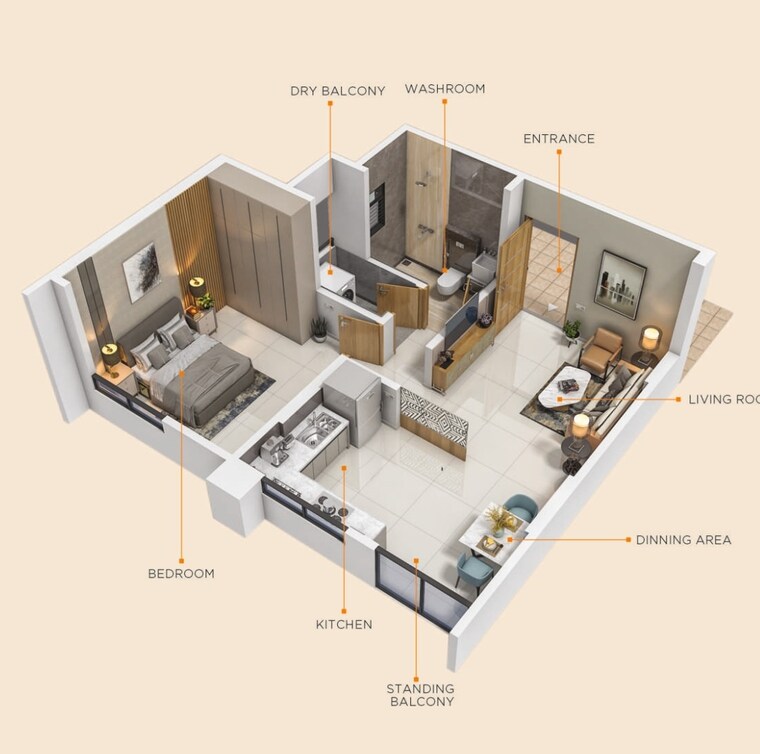 Floor Plan, ambegaon budruk 1 Bedroom 381 Sq.Ft. Apartment In Ambegaon Budruk Pune 9620356