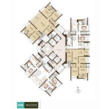 Floor Plan in 3 BHK Apartment at DB Woods, Gokuldham Colony – for Sale