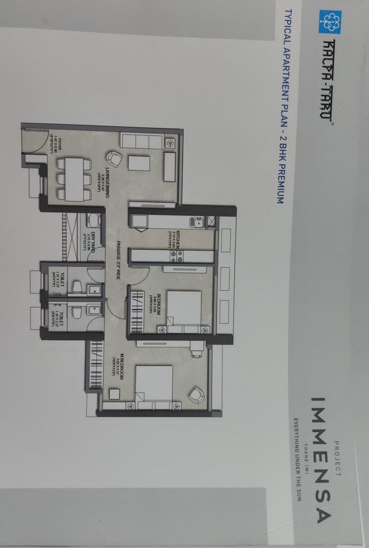 Floor Plan, kalpataru-immensa 2 Bedroom 771 Sq.Ft. Apartment In Kolshet Road Thane 9622726