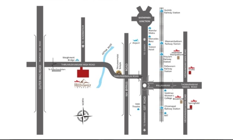 Map Location, navins-hillview-avenue 3 Bedroom 1435 Sq.Ft. Apartment In Thirumudivakkam Chennai 9462698