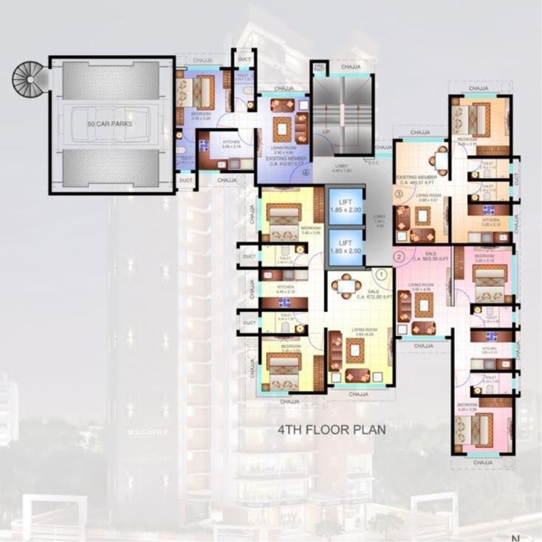 Floor Plan, mu-castle 1 Bedroom 459 Sq.Ft. Apartment In Kadam Nagar Mumbai 9623698