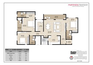 Floor Plan in 3.5 BHK Apartment at Mahindra Newhaven, Singasandra – for Sale