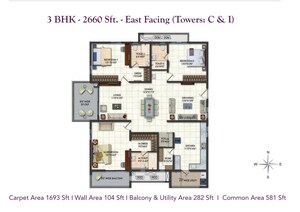 Floor Plan in 3 BHK Apartment at Narsingi – for Sale