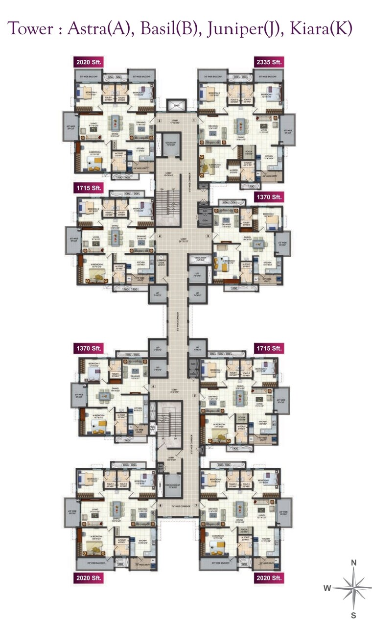 Floor Plan, narsingi 3 Bedroom 2660 Sq.Ft. Apartment In Narsingi Hyderabad 9626486