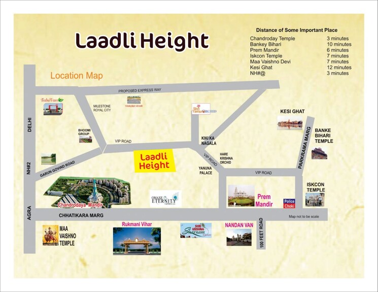 Map Location, chaitanya vihar 1 Bedroom 784 Sq.Ft. Builder Floor In Chaitanya Vihar Vrindavan 9628973