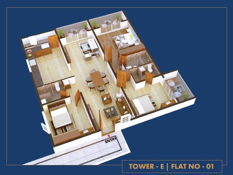 Floor Plan, kondapur 3 Bedroom 1585 Sq.Ft. Apartment In Kondapur Hyderabad 9629456