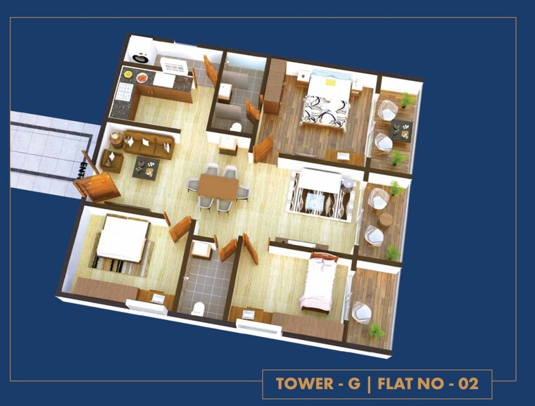 Floor Plan, kondapur 3 Bedroom 1283 Sq.Ft. Apartment In Kondapur Hyderabad 9630248