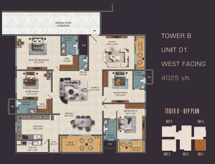 Floor Plan, financial district 4 Bedroom 4025 Sq.Ft. Apartment In Financial District Hyderabad 9630403