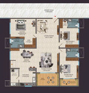 Floor Plan in 3 BHK Apartment at Financial District – for Sale