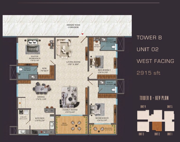 Floor Plan, financial district 3 Bedroom 2915 Sq.Ft. Apartment In Financial District Hyderabad 9630461