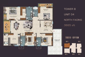 Floor Plan in 4 BHK Apartment at Financial District – for Sale