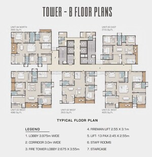 Floor Plan in 4 BHK Apartment at Financial District – for Sale