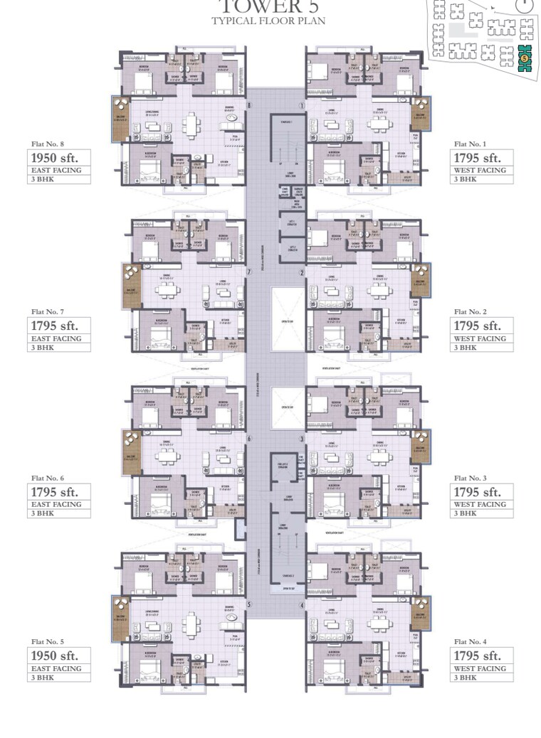 Floor Plan, puppalaguda 3 Bedroom 1795 Sq.Ft. Apartment In Puppalaguda Hyderabad 9630759
