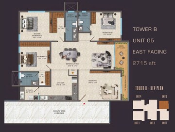 Floor Plan in 3 BHK Apartment at Financial District – for Sale