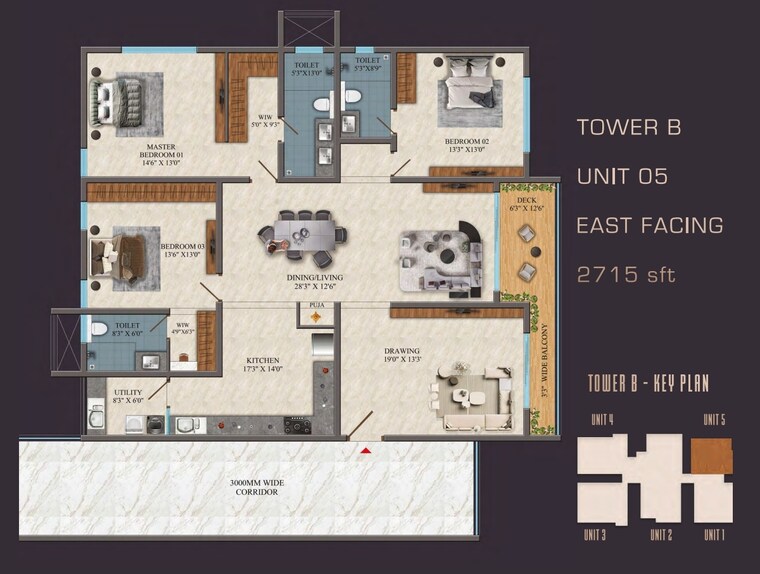 Floor Plan, financial district 3 Bedroom 2715 Sq.Ft. Apartment In Financial District Hyderabad 9630833