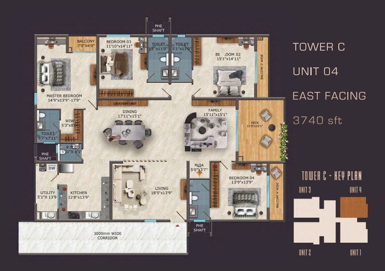 Floor Plan, financial district 4 Bedroom 3740 Sq.Ft. Apartment In Financial District Hyderabad 9630941