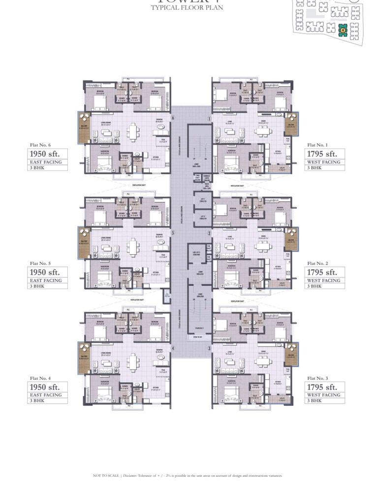 Floor Plan, puppalaguda 3 Bedroom 1950 Sq.Ft. Apartment In Puppalaguda Hyderabad 9630996