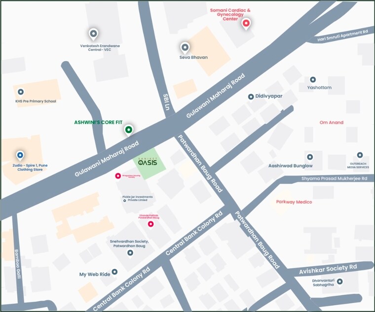 Map Location, erandwane 2 Bedroom 888 Sq.Ft. Apartment In Erandwane Pune 9631303