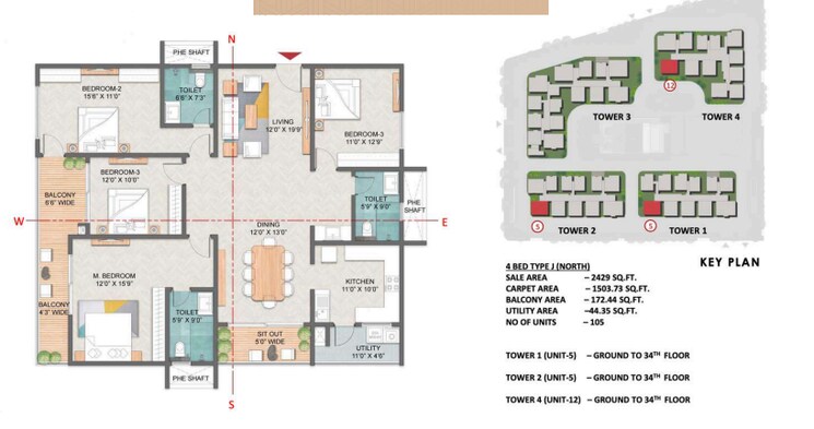 Floor Plan, rajendra nagar 3 Bedroom 2429 Sq.Ft. Apartment In Rajendra Nagar Hyderabad 9631316
