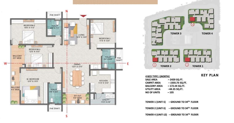 Floor Plan, rajendra nagar 3 Bedroom 2429 Sq.Ft. Apartment In Rajendra Nagar Hyderabad 9631316