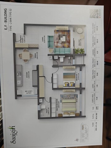Floor Plan in 2 BHK Apartment at Nanded – for Sale