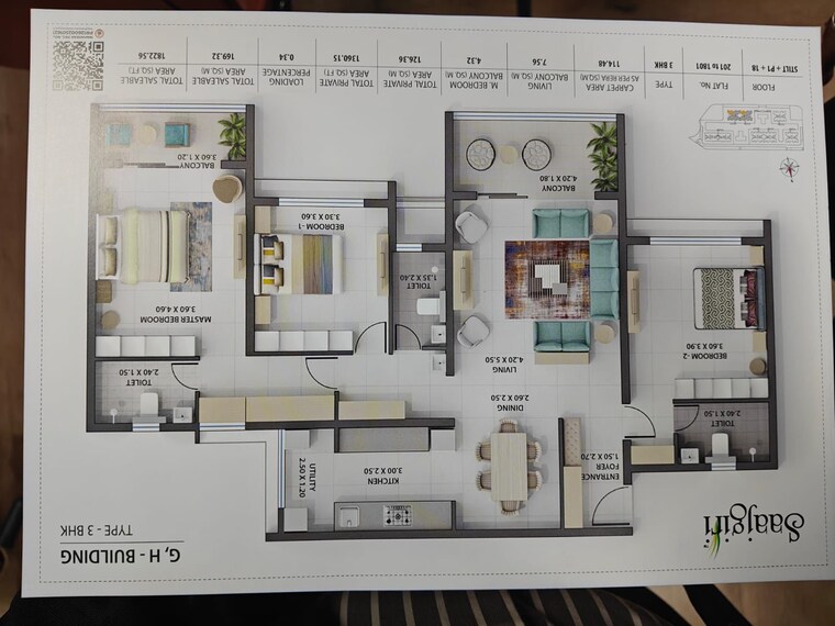 Floor Plan, nanded 2 Bedroom 1150 Sq.Ft. Apartment In Nanded Pune 9631352