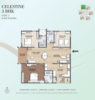 Floor Plan in 3 BHK Apartment at Kondapur – for Sale
