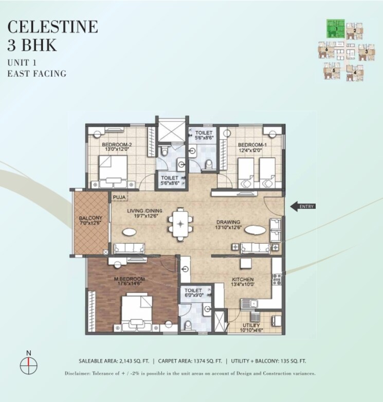 Floor Plan, kondapur 3 Bedroom 2143 Sq.Ft. Apartment In Kondapur Hyderabad 9631654